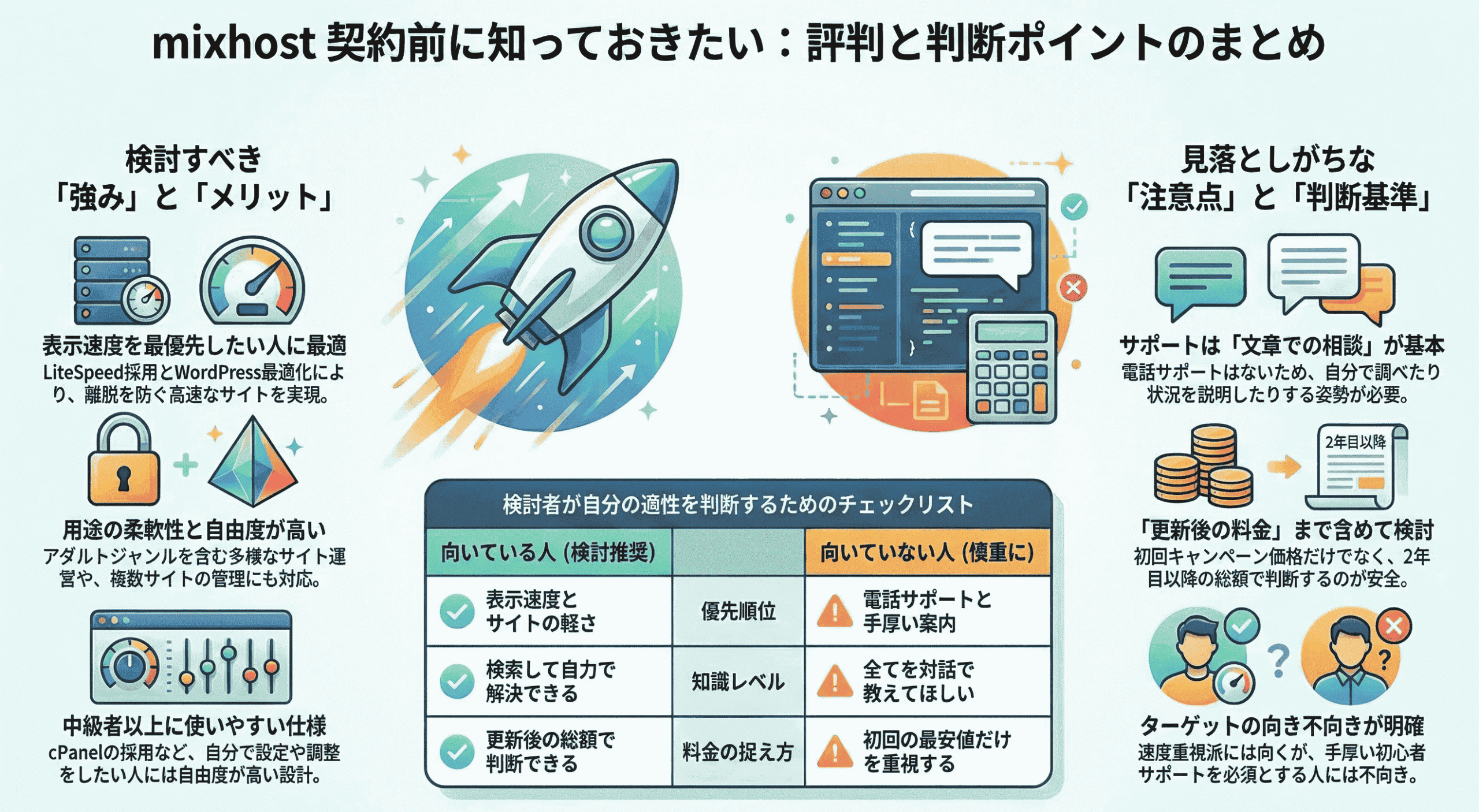 mixhost 契約前に知っておきたい：評判と判断ポイントのまとめ